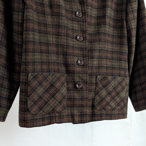 Canadian Opera Company brown plaid sweater jacket - Picture 8 of 9